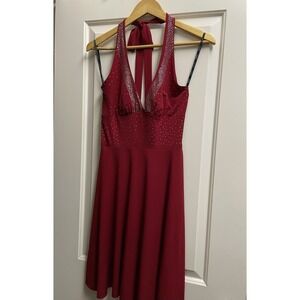 Womens Xoxo Collection Formal Dress, Red With Silver Detailing, Small